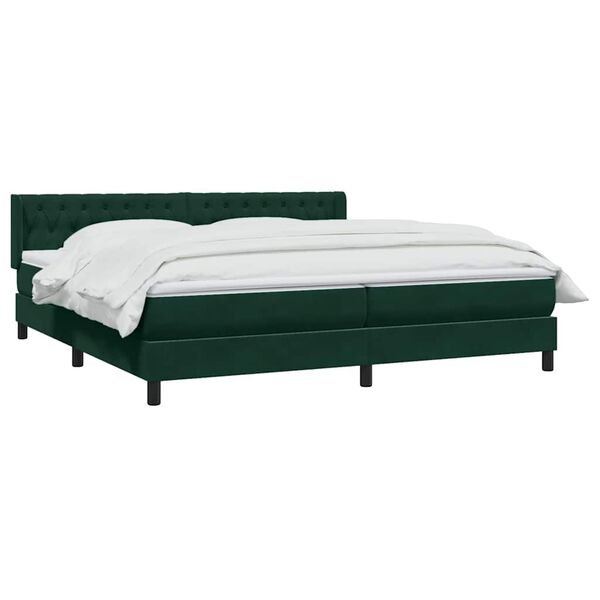vidaXL Cama com molas colch&atilde;o 200x210 cm veludo verde-escuro