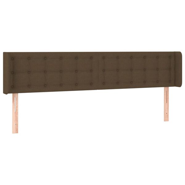 vidaXL Cabeceira de cama c/ abas tecido 183x16x78/88cm castanho-escuro
