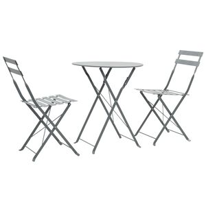 vidaXL 3 pcs conjunto bistr&ocirc; a&ccedil;o cinzento