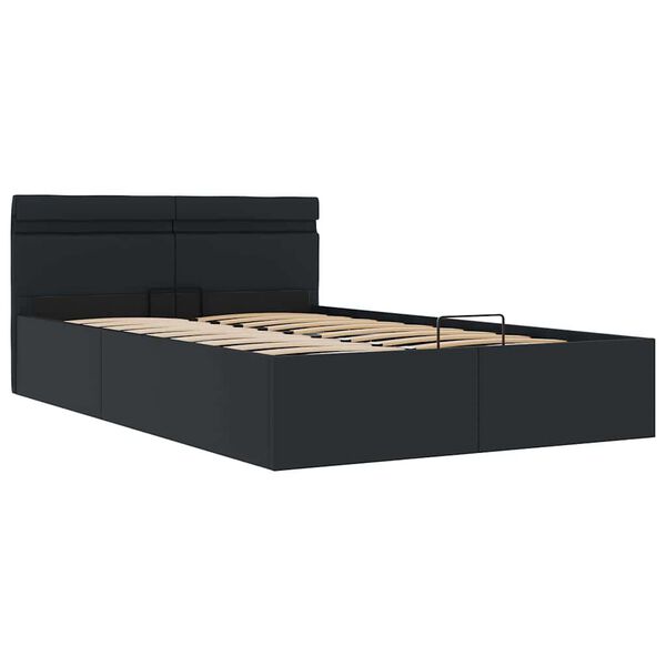 vidaXL Cama hidr&aacute;ulica c/ arruma&ccedil;&atilde;o LED 120x200cm couro artifi. preto