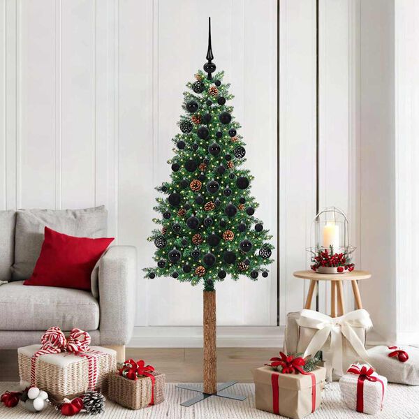 vidaXL &Aacute;rvore de Natal Slim com 300 LEDs com suporte Verde 180 cm