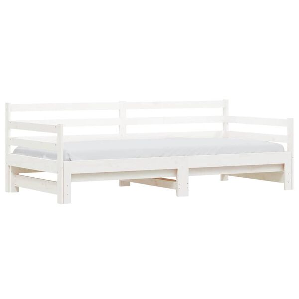 vidaXL Sof&aacute;-cama com gavet&atilde;o 90x200 cm madeira de pinho maci&ccedil;a branco