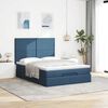 vidaXL Estrutura de cama otomana com colch&atilde;o 140x190cm tecido azul