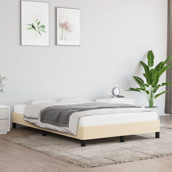 vidaXL Estrutura de cama sem colch&atilde;o 120x200 cm tecido cor creme