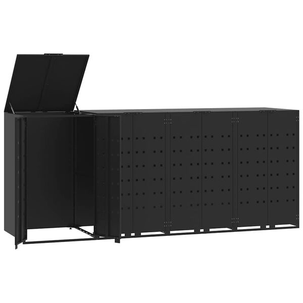 vidaXL Abrigo para 4 caixotes do lixo 276x79x117 cm aço preto