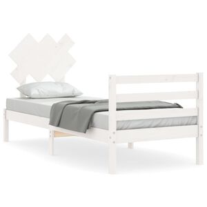 vidaXL Estrutura de cama com cabeceira 90x200 cm madeira maci&ccedil;a