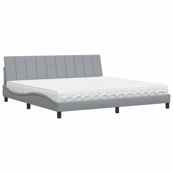 vidaXL Cama com colch&atilde;o Hanko 200x200 cm tecido cinzento-claro
