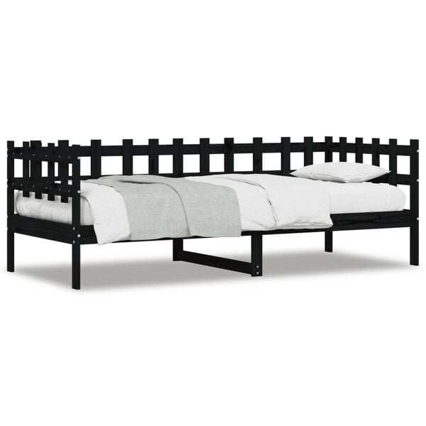 vidaXL Sof&aacute;-cama 80x200 cm madeira de pinho maci&ccedil;a preto