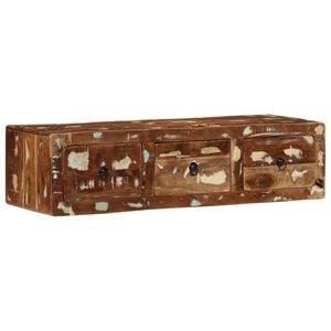 vidaXL Armário de TV para parede 100x32x25cm madeira recuperada maciça