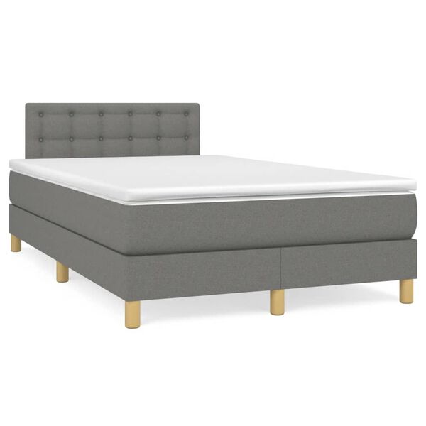 vidaXL Cama boxspring com colch&atilde;o 120x190 cm tecido cinzento-escuro