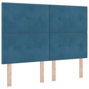 vidaXL Cama Box Spring LED com colch&atilde;o Azul Escuro 160 x 200 cm tecido