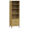 vidaXL Estante c/ 2 gavetas 60x35x180 cm madeira maci&ccedil;a OSLO castanho