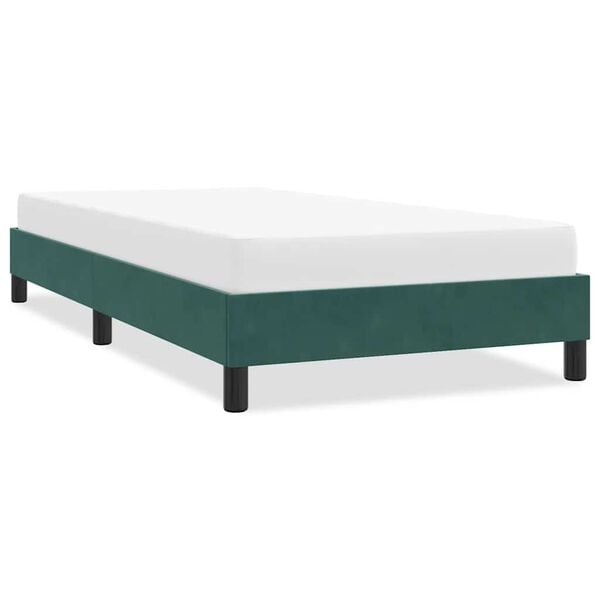 vidaXL Estrutura de cama sem colch&atilde;o 100x220 cm veludo verde-escuro