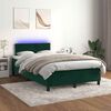 vidaXL Cama box spring c/ colch&atilde;o/LED 120x200 cm veludo verde-escuro