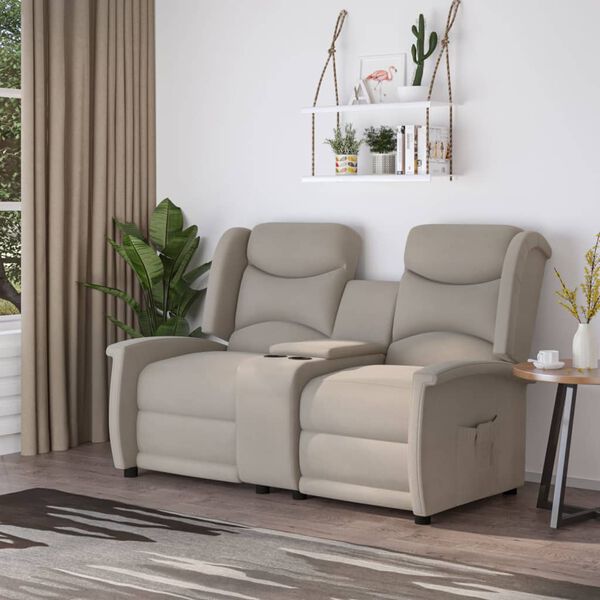 vidaXL Sof&aacute; reclin&aacute;vel 2 lugares tecido microfibra cinzento-claro