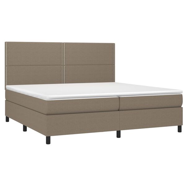 vidaXL Cama box spring colch&atilde;o/LED 200x200cm tecido cinza-acastanhado