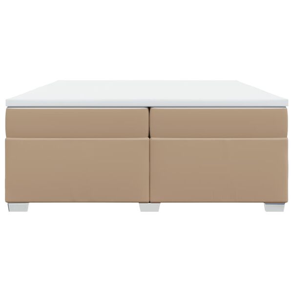vidaXL Cama com molas/colch&atilde;o 200x200 cm couro artificial cappuccino