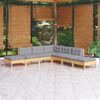 vidaXL 7 pcs conjunto lounge de jardim c/ almofadões cinza pinho