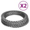 vidaXL Rolos de arame farpado helicoidal 2 pcs a&ccedil;o galvanizado 60 m