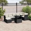 vidaXL 8 pcs conjunto sof&aacute;s de jardim com almofad&otilde;es vime PE preto