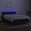 vidaXL Cama box spring c/ colch&atilde;o e LED 140x200 cm tecido preto