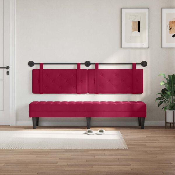 vidaXL Cabeceira Suspensa Vinho Vermelho 170 x 55 x 5 cm Veludo