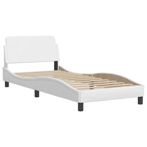 vidaXL Estrutura de cama Dover couro artificial 90x190cm branco