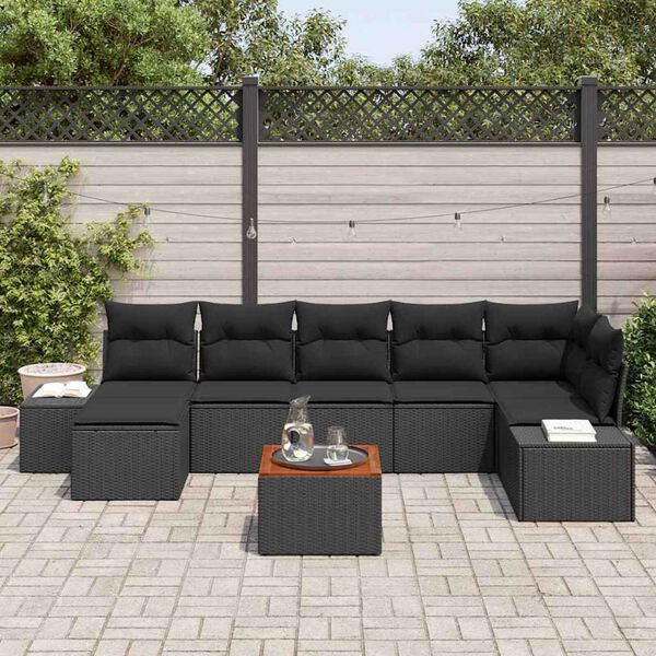 vidaXL Conjunto de Sof&aacute; de Jardim 8 pcs Preto