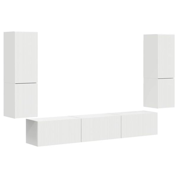 vidaXL Conjunto de m&oacute;vel de TV 4 pcs Branco Madeira processada
