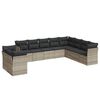 vidaXL 10 pcs conj. sof&aacute;s jardim com almofad&otilde;es vime PE cinzento-claro