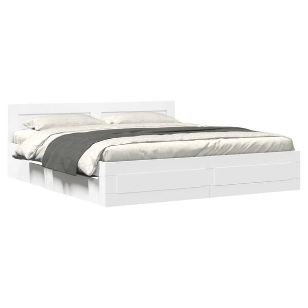 vidaXL Estrutura de cama c/ cabeceira sem colch&atilde;o 200x200 cm branco