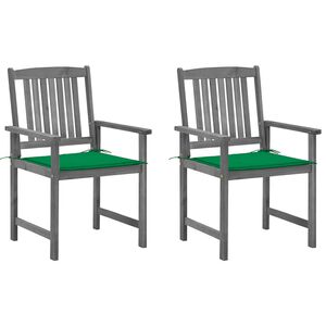 vidaXL Cadeiras de jardim com almofad&otilde;es 2 pcs ac&aacute;cia maci&ccedil;a cinza
