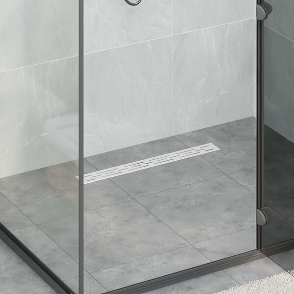 vidaXL Ralo de Chuveiro com Tampa de Vidro e Sif&atilde;o 360&deg; Prateado 60 cm