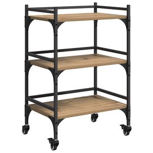 vidaXL Carrinho de Cozinha Carvalho Artesanal 50 x 35 x 75,5 cm
