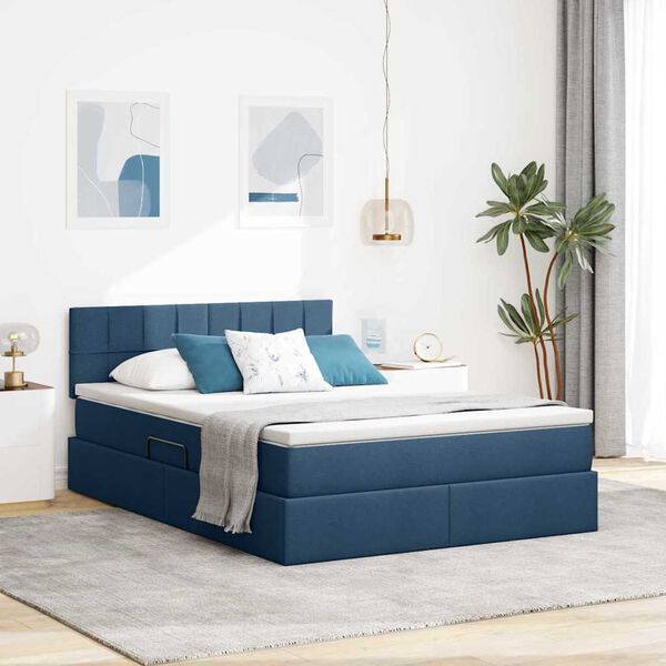 vidaXL Cama com arruma&ccedil;&atilde;o e colch&atilde;o com colch&atilde;o Azul 120 x 200 cm