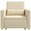 vidaXL Sof&aacute;-camas retr&aacute;til individual Creme 90 x 165 x 87 cm tecido