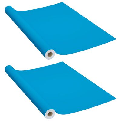 vidaXL Autocolante para móveis 2 pcs 500x90 cm PVC azul-ciano