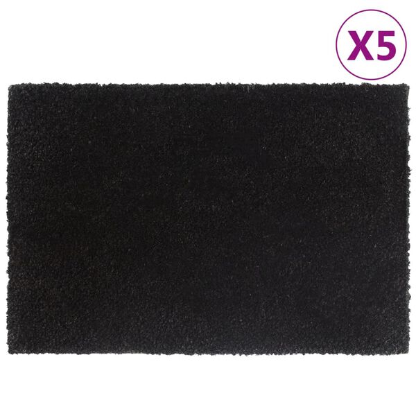 vidaXL Tapetes porta 5 pcs 40x60 cm fibra coco tufada preto