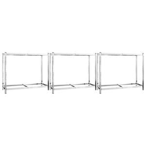 vidaXL Unidades 2 prateleiras p/ pneus 3pcs 110x40x110 cm a&ccedil;o prateado