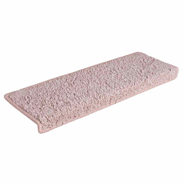 vidaXL Tapetes de escada 30 peças 65x21x4 cm branco e rosa com borda retangular