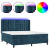 vidaXL Cama box spring c/ colch&atilde;o/LED 160x200 cm veludo azul-escuro