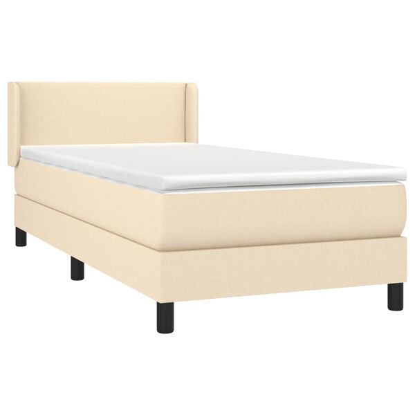vidaXL Cama com molas/colch&atilde;o 80x200 cm tecido cor cr&egrave;me