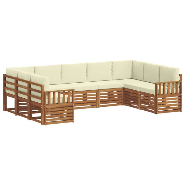 vidaXL Conjunto de Sof&aacute; Sectional com almofada 9 pcs Natural e Creme