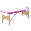 vidaXL Mesa de massagens dobr&aacute;vel 3 zonas madeira branco e rosa