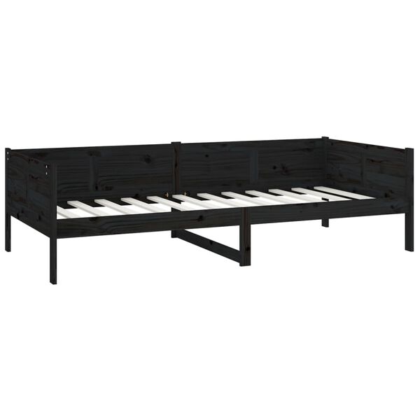 vidaXL Sofá-cama 90x190 cm madeira de pinho maciça preto