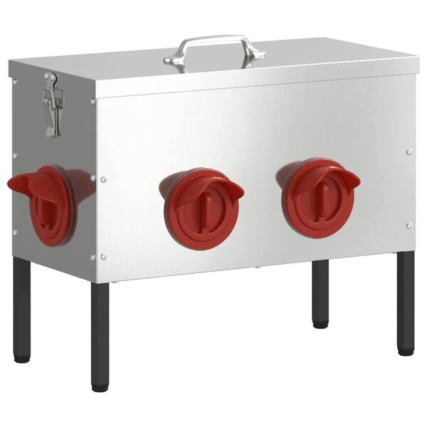 vidaXL Comedouro para galinha 2 pcs Prateado 41,5 x 20,5 x 33 cm