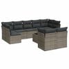vidaXL 10 pcs conjunto sof&aacute;s de jardim c/ almofad&otilde;es vime PE cinzento