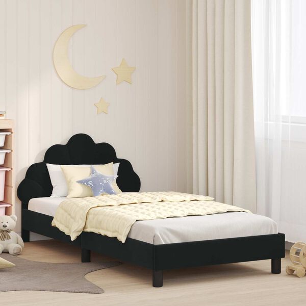 vidaXL Estrutura de Cama Infantil com Cabeceira Preto 80 x 200 cm