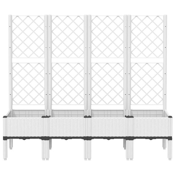 vidaXL Vaso/floreira de jardim c/ treli&ccedil;a 160x40x142 cm PP branco