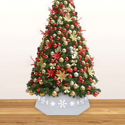 vidaXL Saia para árvore de Natal Ø68x25 cm prateado e branco